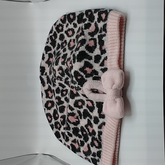 Kate Spade New York Hats Cheetah Pink Bow Ponytail Hat Cap Beanie - Picture 2 of 6
